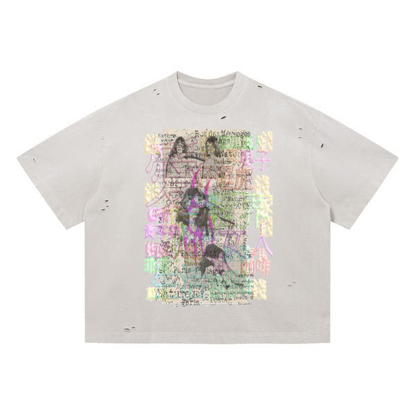 Japanese see no evil distressed T